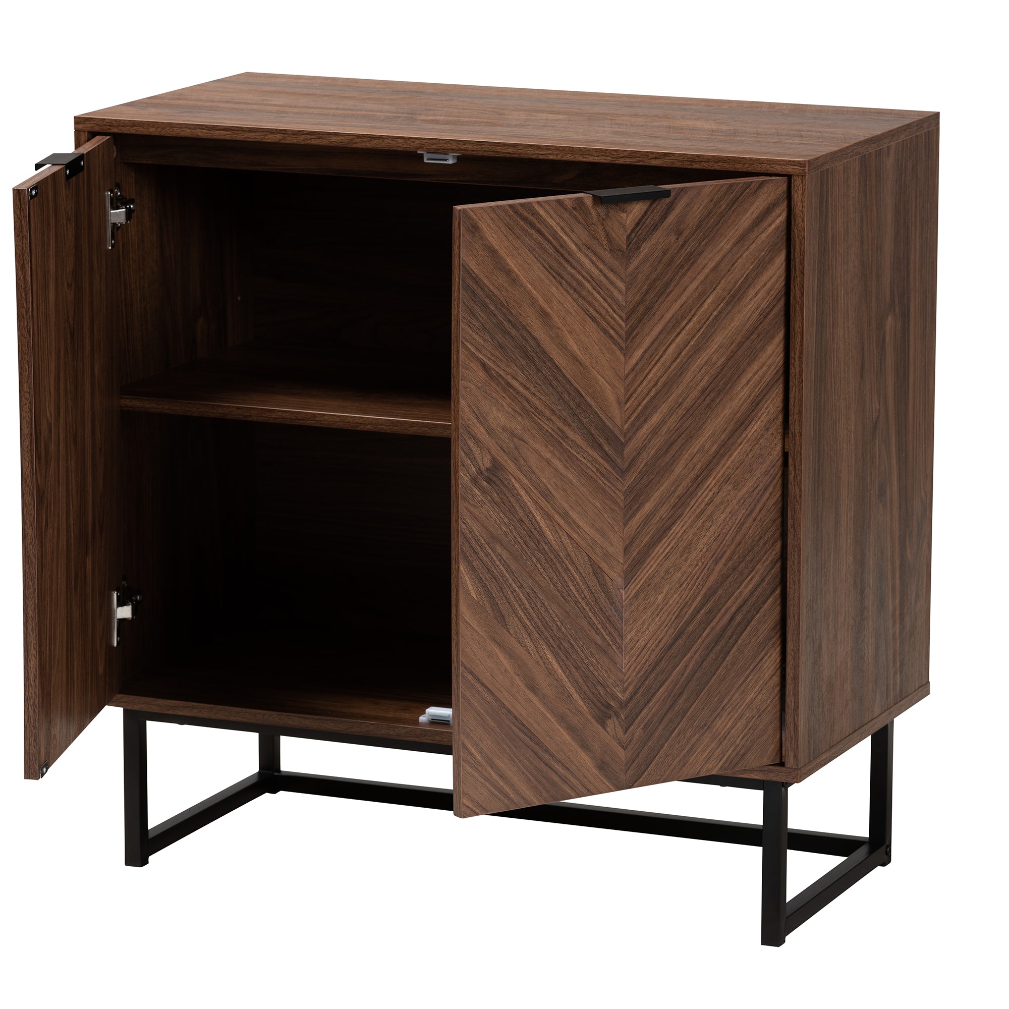 Sadia Modern Walnut Brown Finished Wood Storage Cabinet