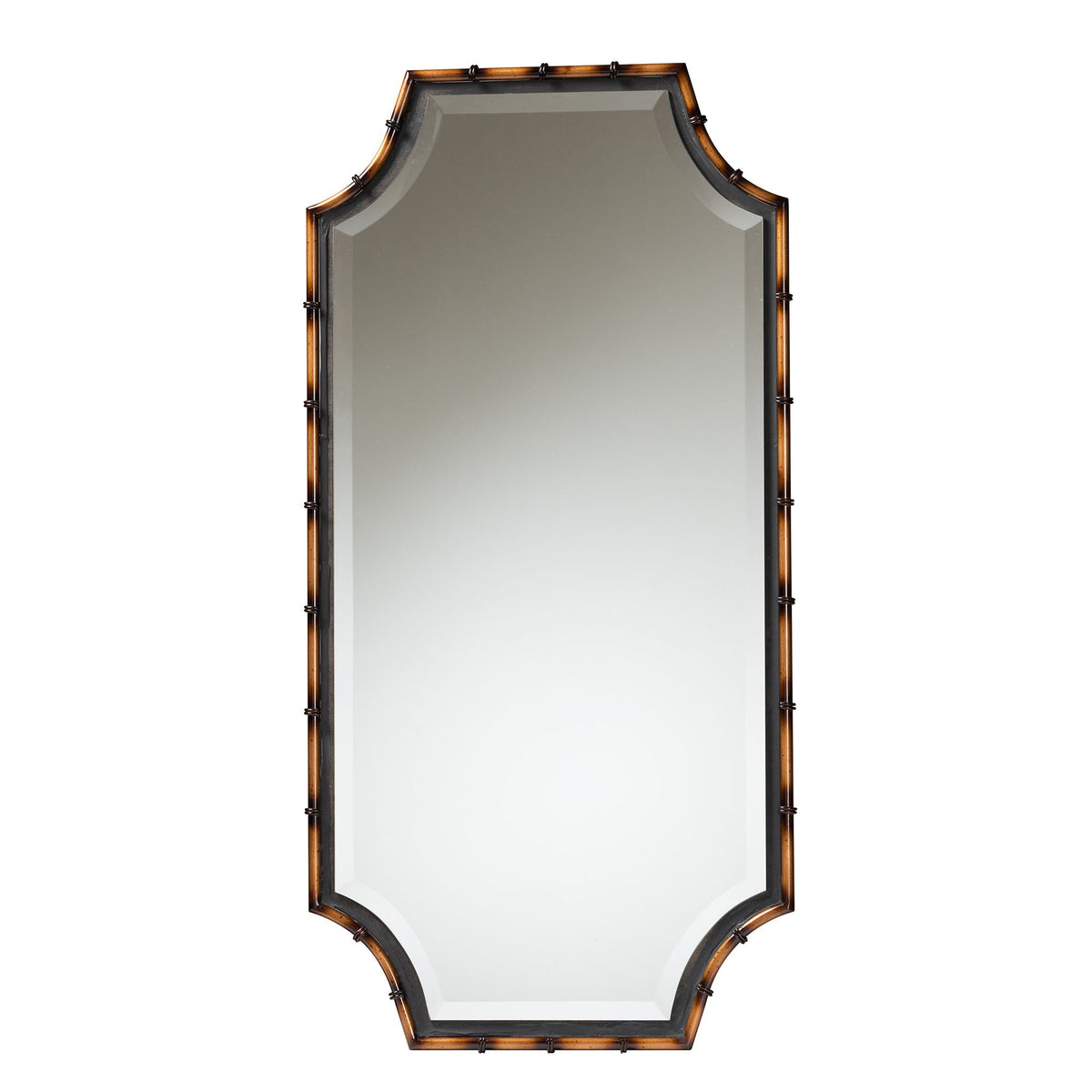 Lieven Rustic and Two-Tone Light Brown and Black Finished Metal Accent Wall Mirror