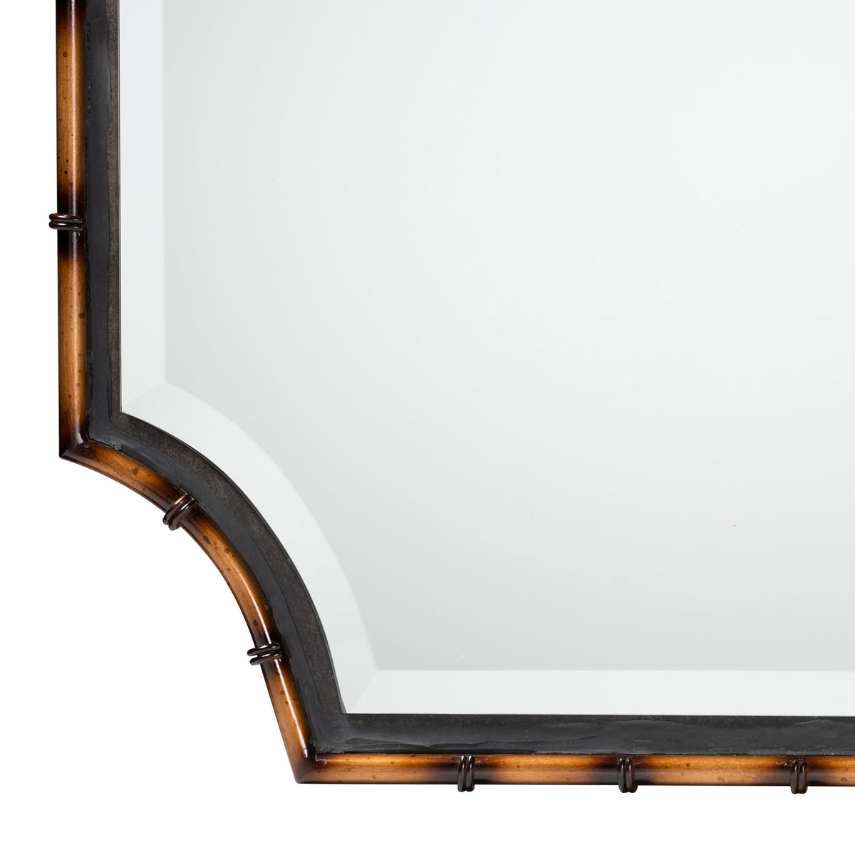 Lieven Rustic and Two-Tone Light Brown and Black Finished Metal Accent Wall Mirror