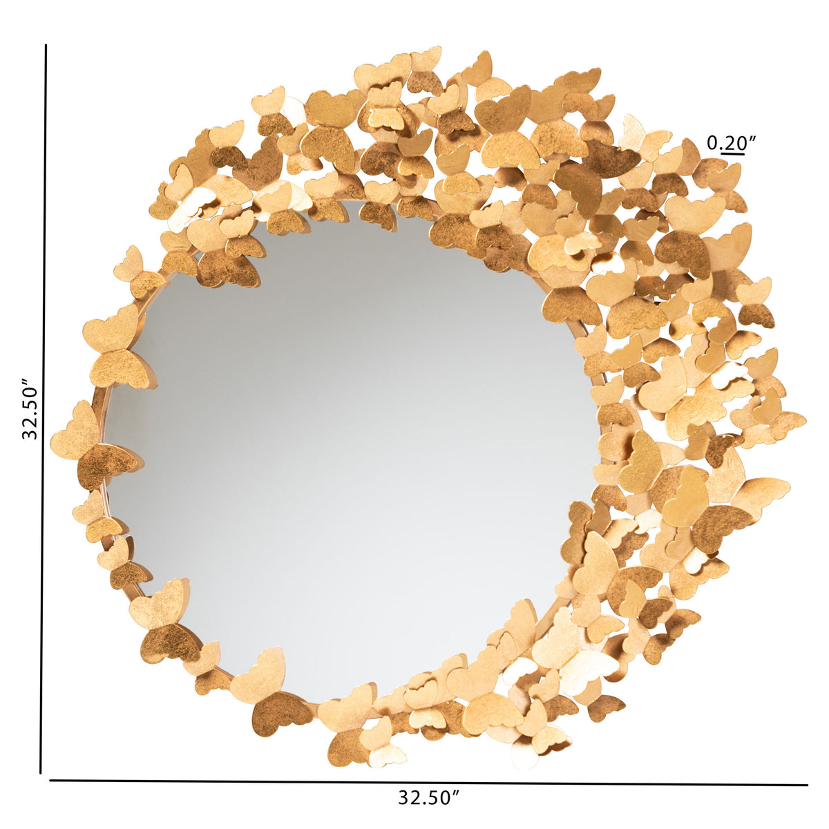 Tauriel Modern and Antique Goldleaf Metal Butterfly Accent Wall Mirror