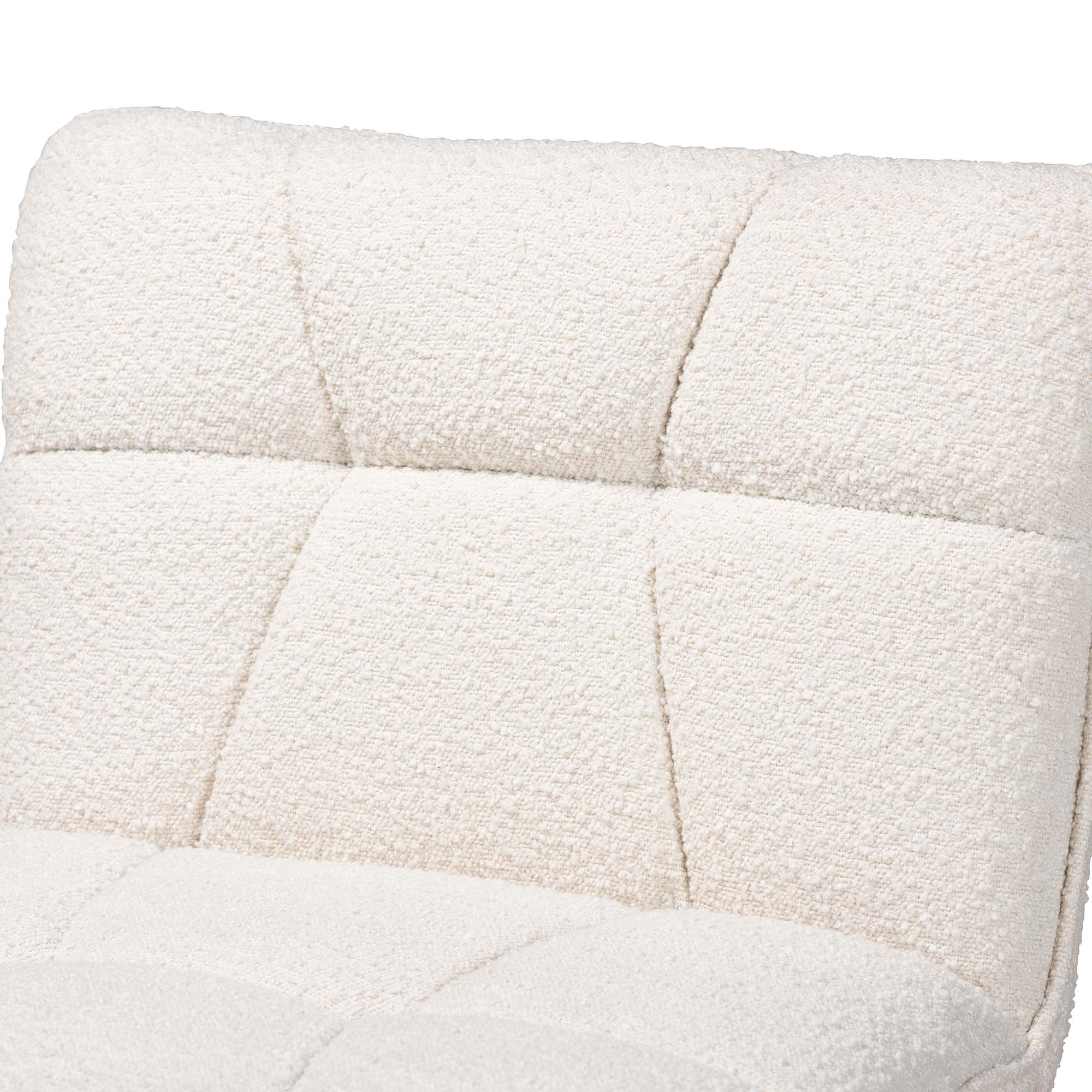 Darielle Japandi Cream Boucle Fabric and Walnut Brown Finished Rubberwood Accent Chair