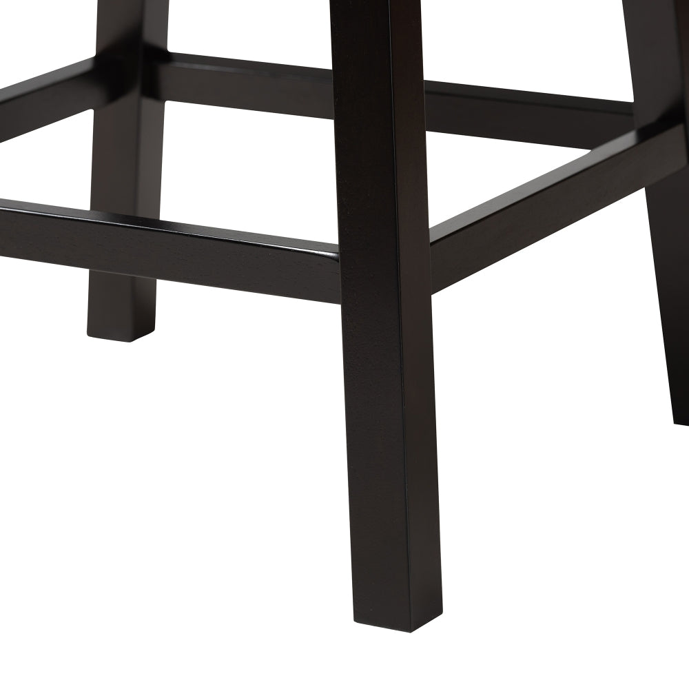 Theron Mid-Century Transitional Dark Brown Faux Leather and Espresso Brown Finished Wood 2-Piece Swivel Counter Stool Set