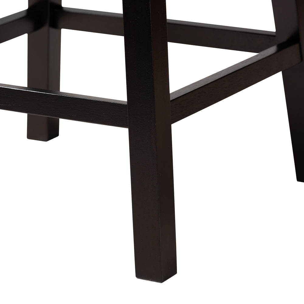 Theron Mid-Century Transitional Grey Fabric and Espresso Brown Finished Wood 2-Piece Swivel Counter Stool Set
