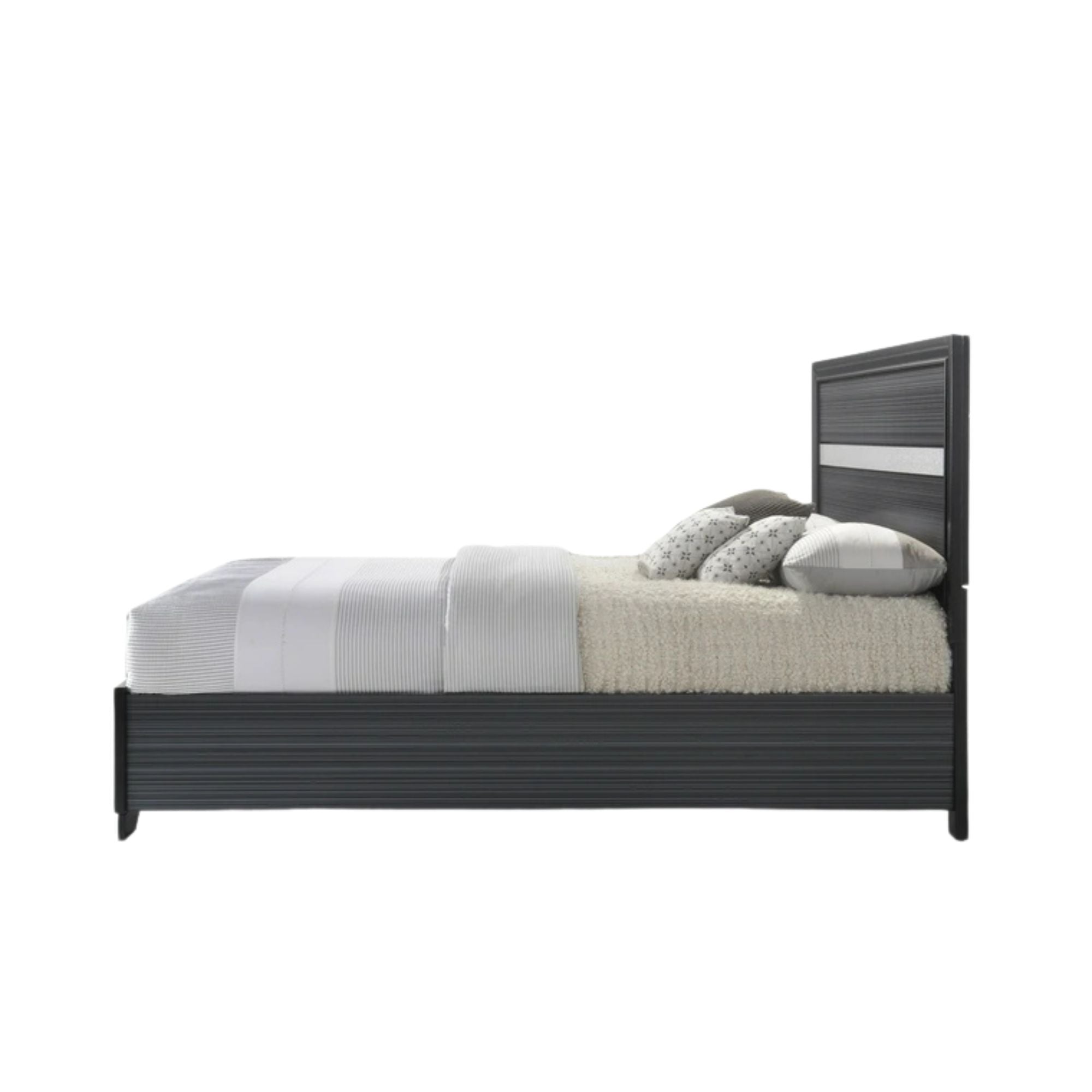 Baxley Naima Eastern King Black Wooden Bed – Sleek Storage Platform Frame