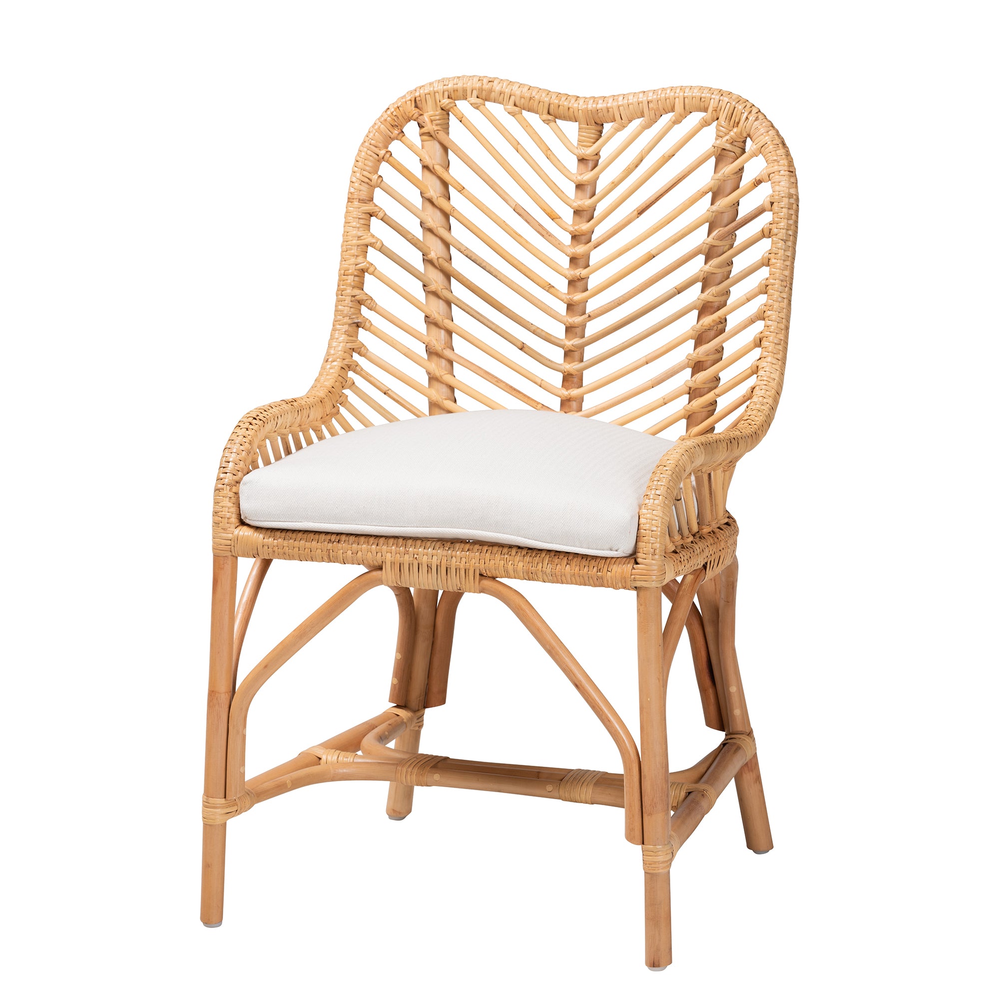 bali & pari Arween Modern Bohemian Natural Brown Rattan Dining Chair
