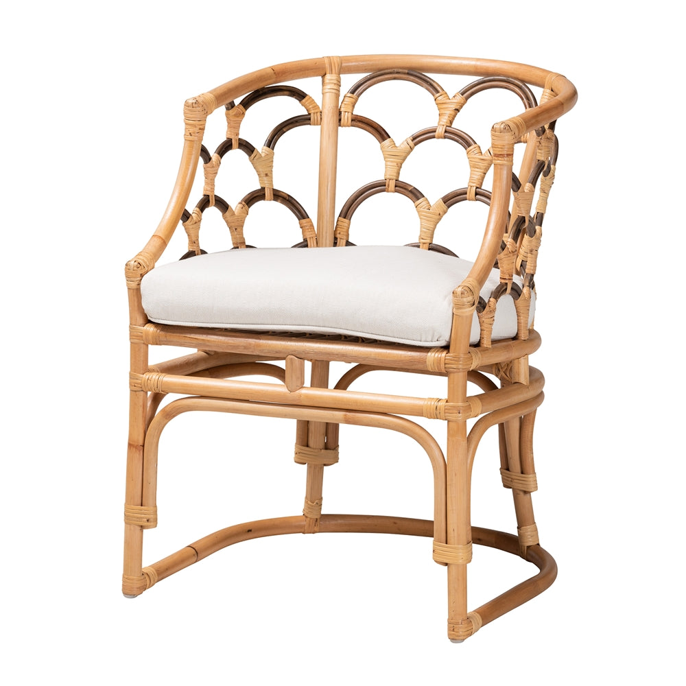 bali & pari Aster Modern Bohemian Natural Brown Rattan Armchair