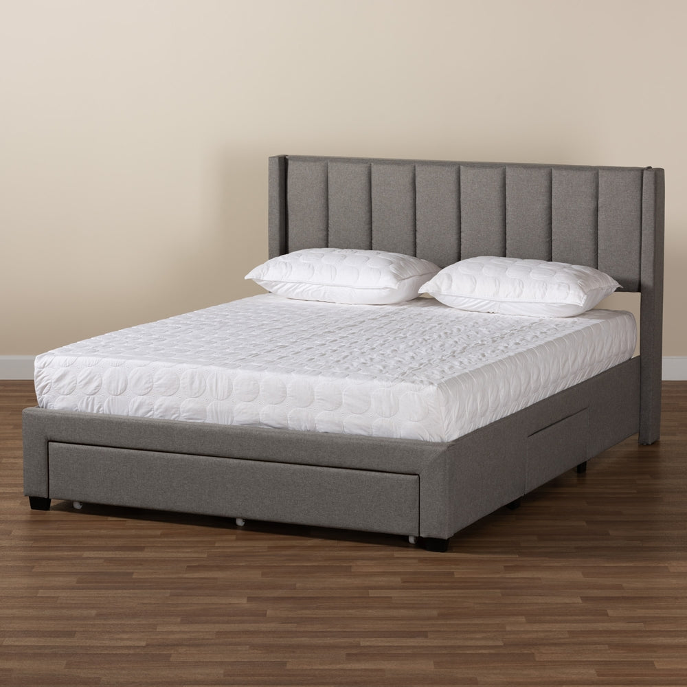 Angford Fabric Queen Platform Bed – Modern Design with 3 Built-In Storage Drawers