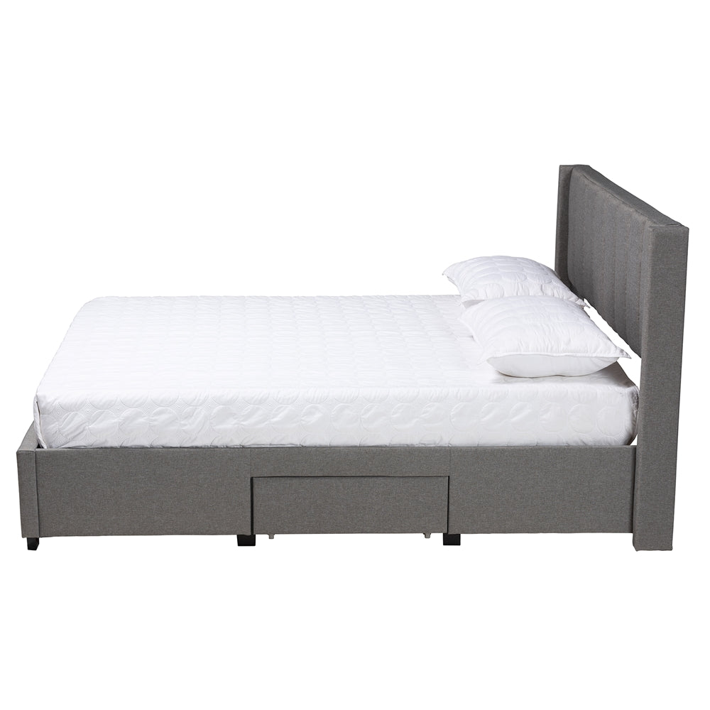 Angford Fabric Queen Platform Bed – Modern Design with 3 Built-In Storage Drawers