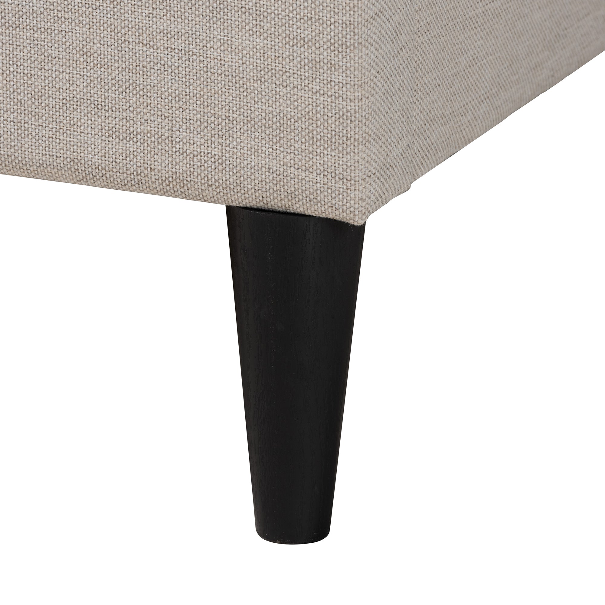 Casol Mid-Century Modern Transitional Beige Fabric Upholstered Queen Size Platform Bed