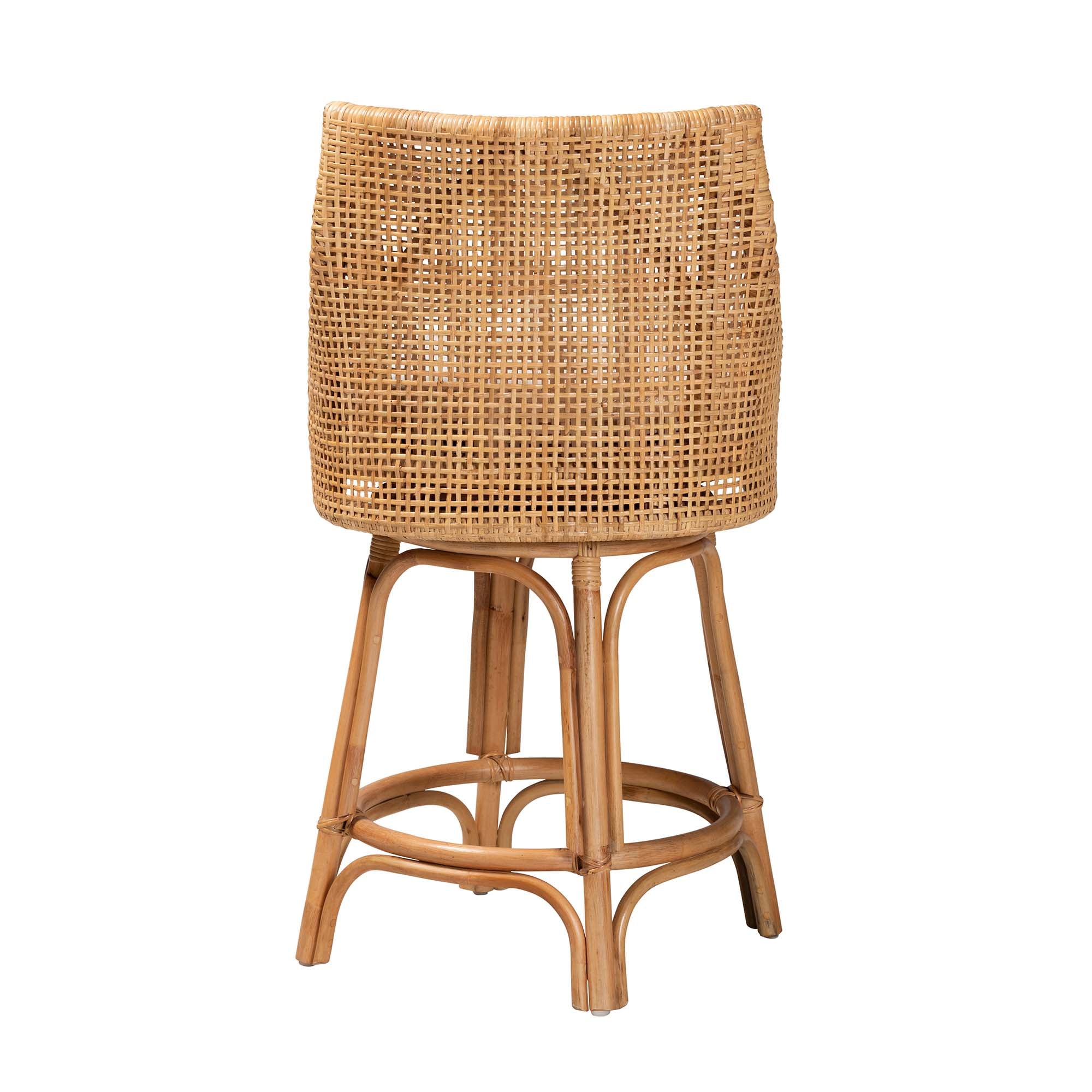 bali & pari Bella Modern Bohemian Natural Brown Rattan Counter Stool
