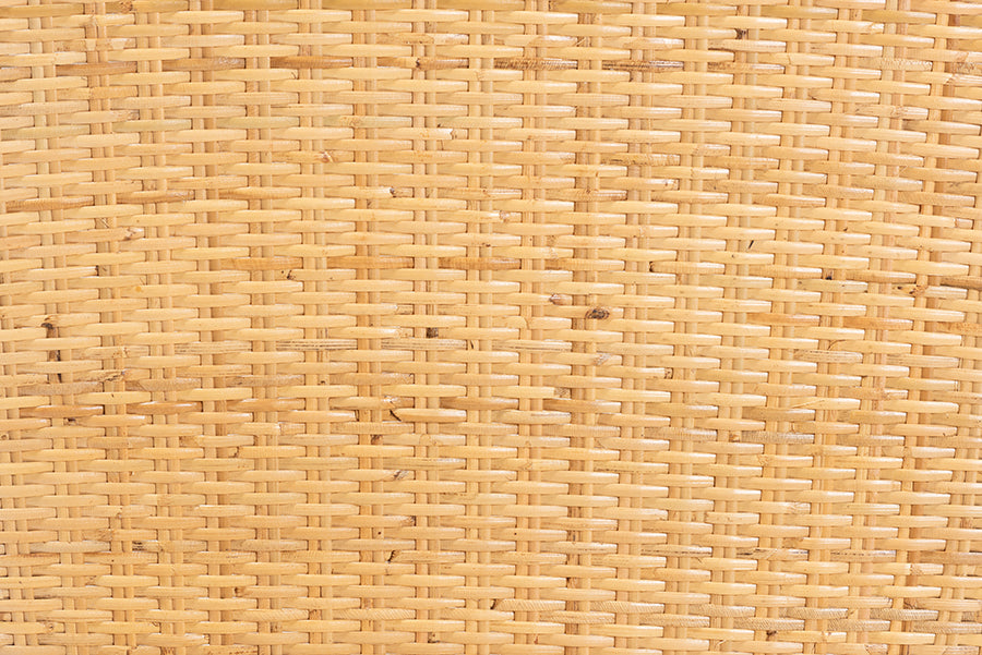 bali & pari Monaco Modern Bohemian Oak Brown Finished Mahogany Wood and Natural Rattan Dining Chair
