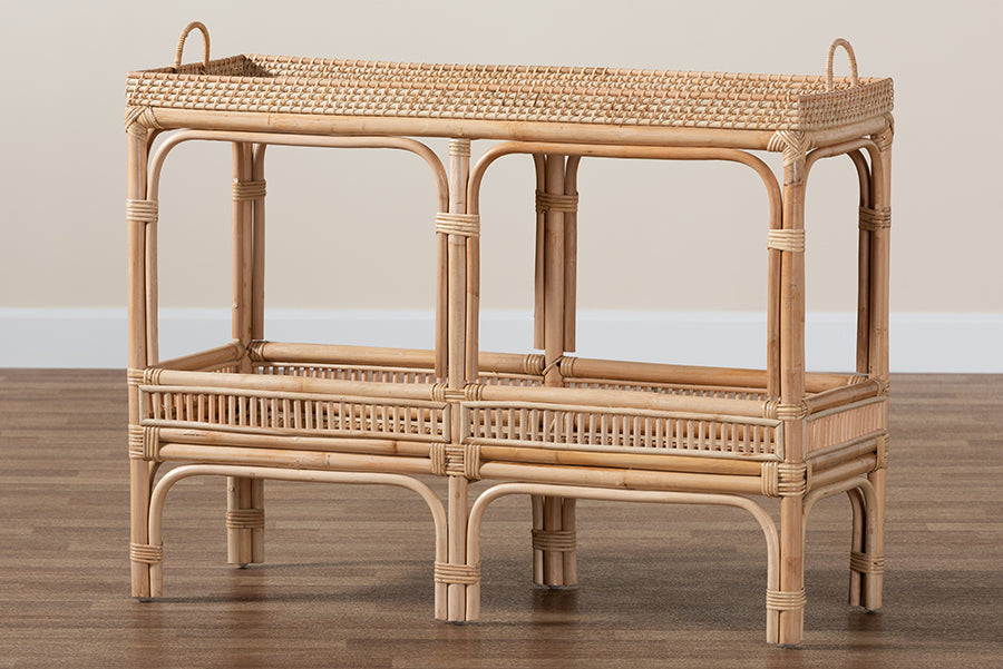 bali & pari Lombok Modern Bohemian Natural Brown Rattan Console Table