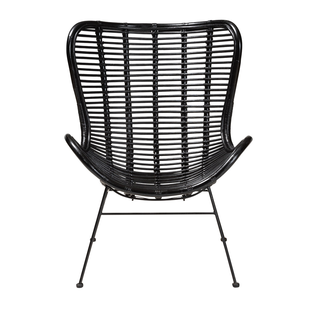 Colorado Modern Bohemian Black Rattan and Metal Accent Chair