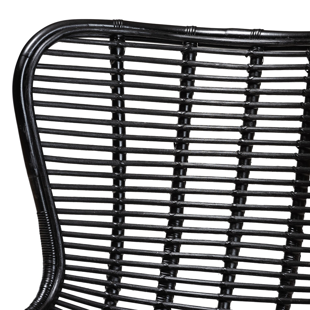 Colorado Modern Bohemian Black Rattan and Metal Accent Chair