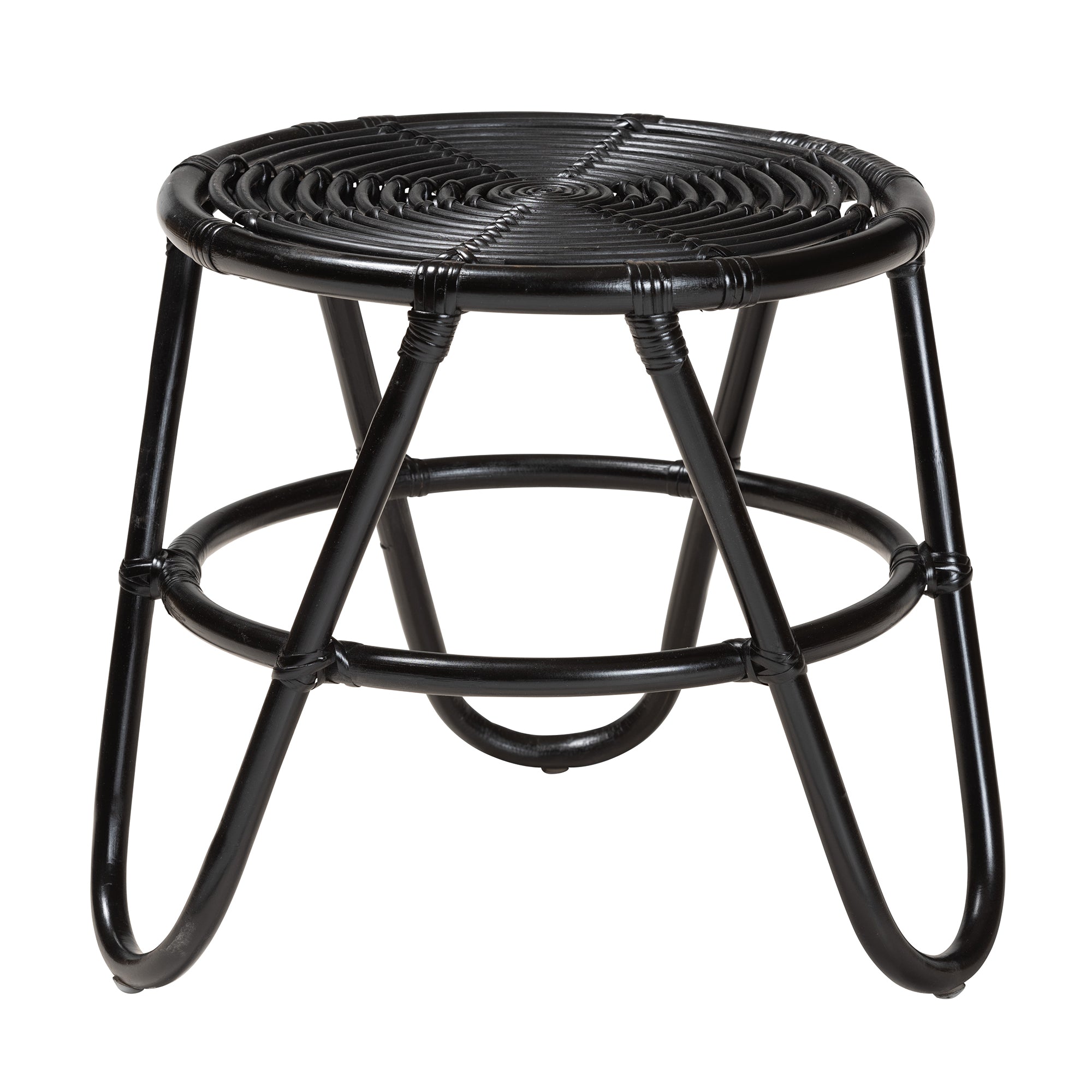 bali & pari Pertessa Modern Bohemian Black Finished Rattan End Table