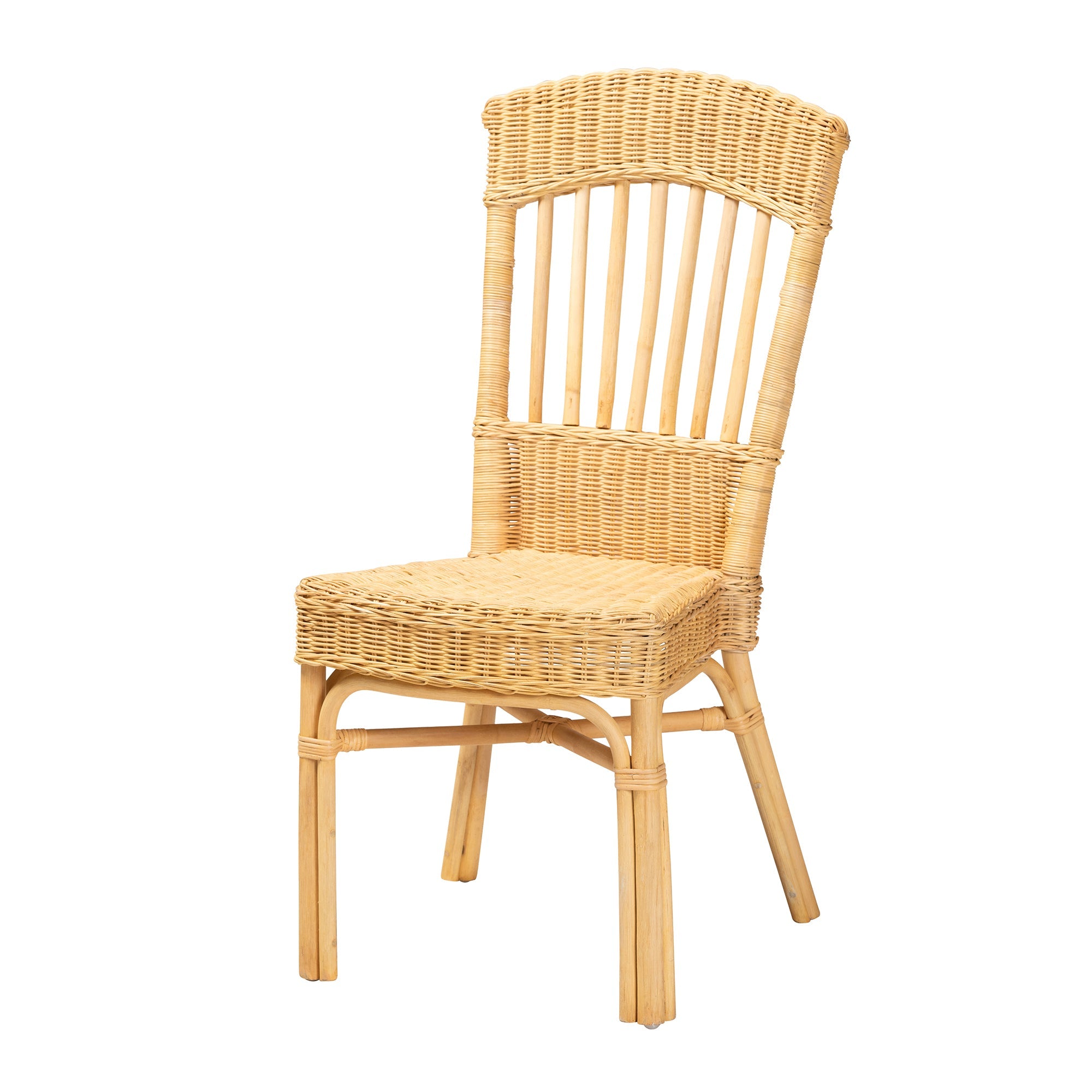 bali & pari Barito Modern Bohemian Natural Brown Rattan Dining Chair