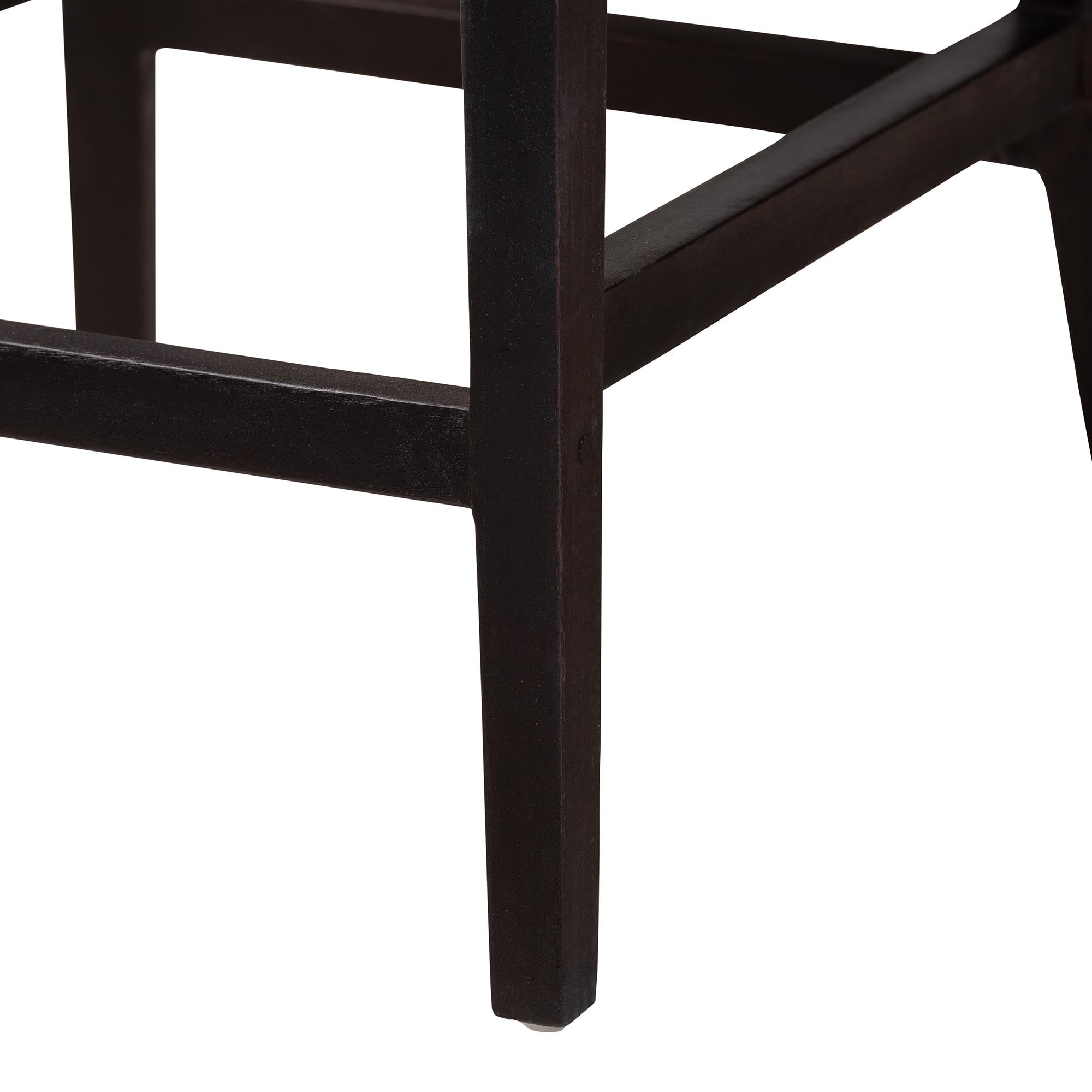 bali & pari Lingga Modern Bohemian Dark Brown Mahogany Wood and Natural Rattan Counter Stool