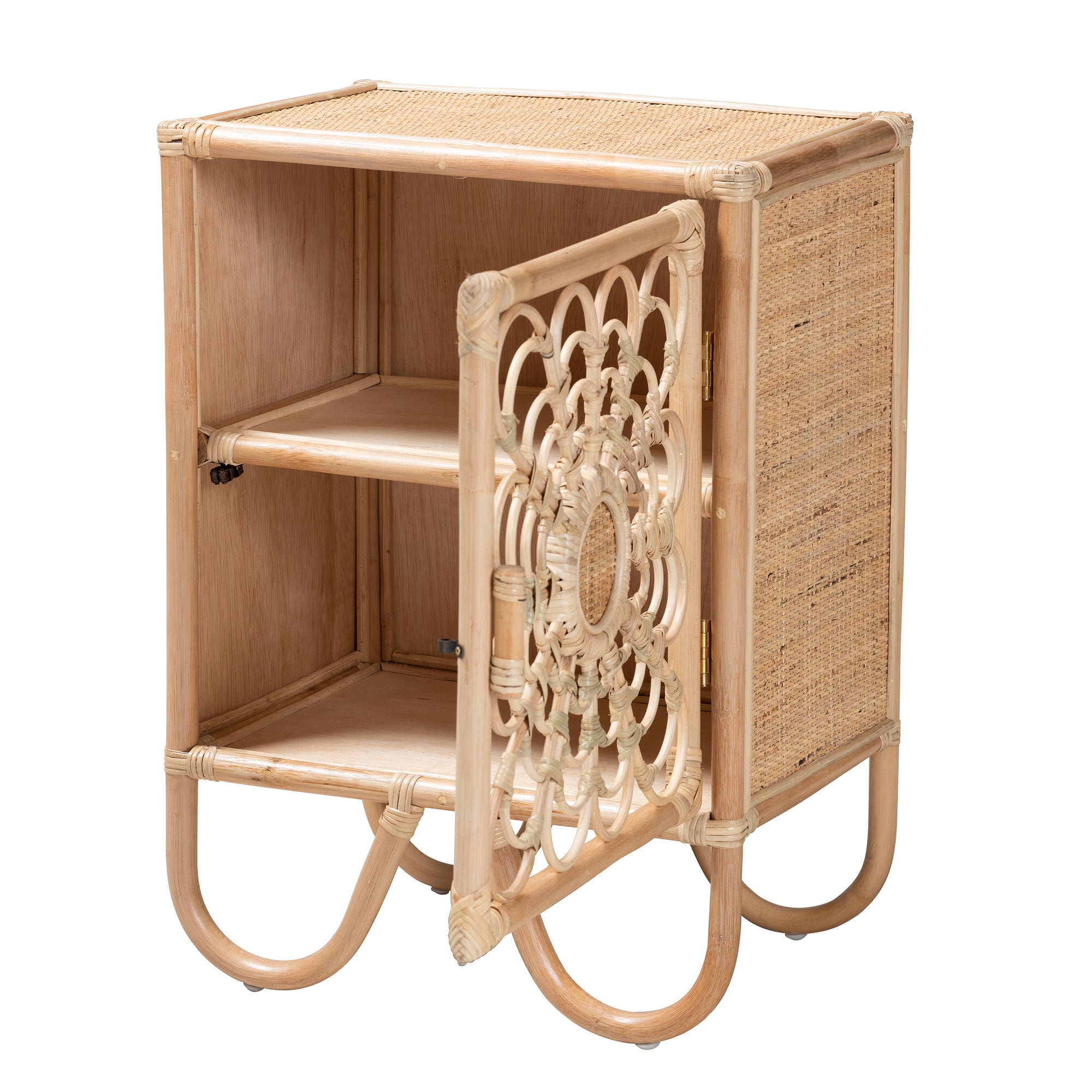 Acelin Modern Bohemian Natural Brown Rattan Nightstand