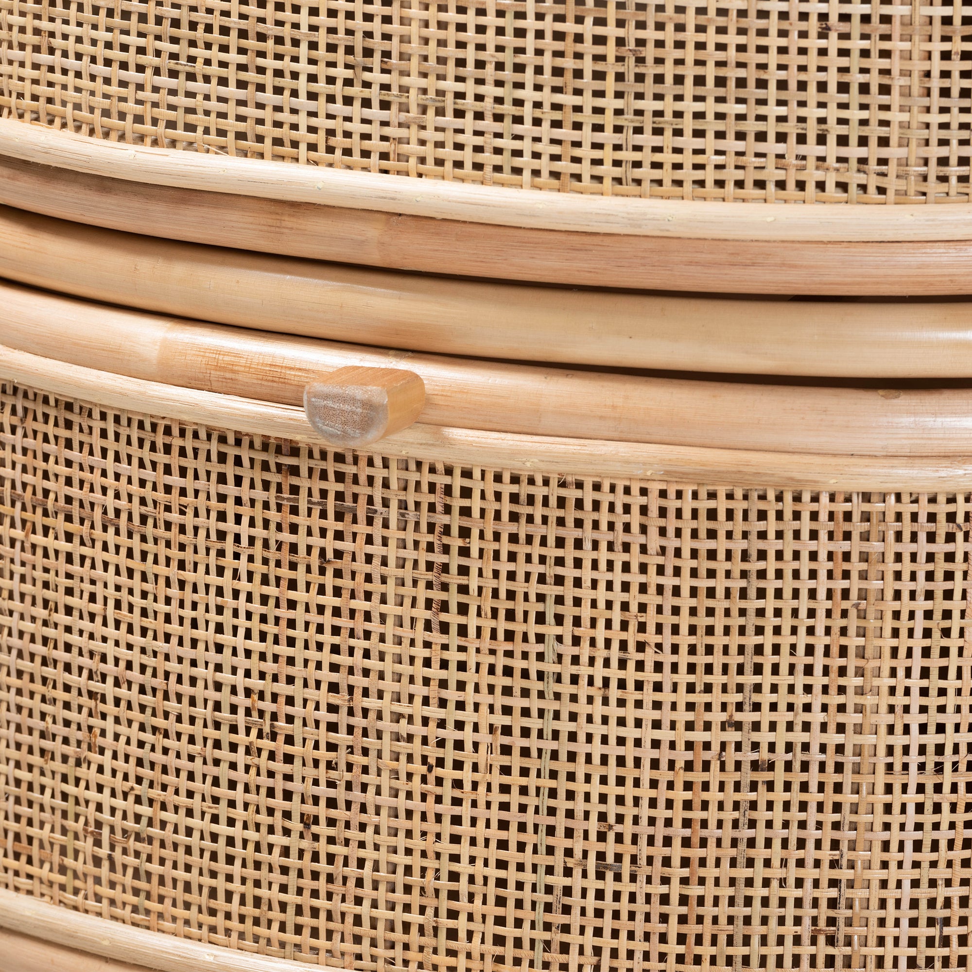 Oleta Modern Bohemian Natural Brown Rattan 2-Drawer Nightstand