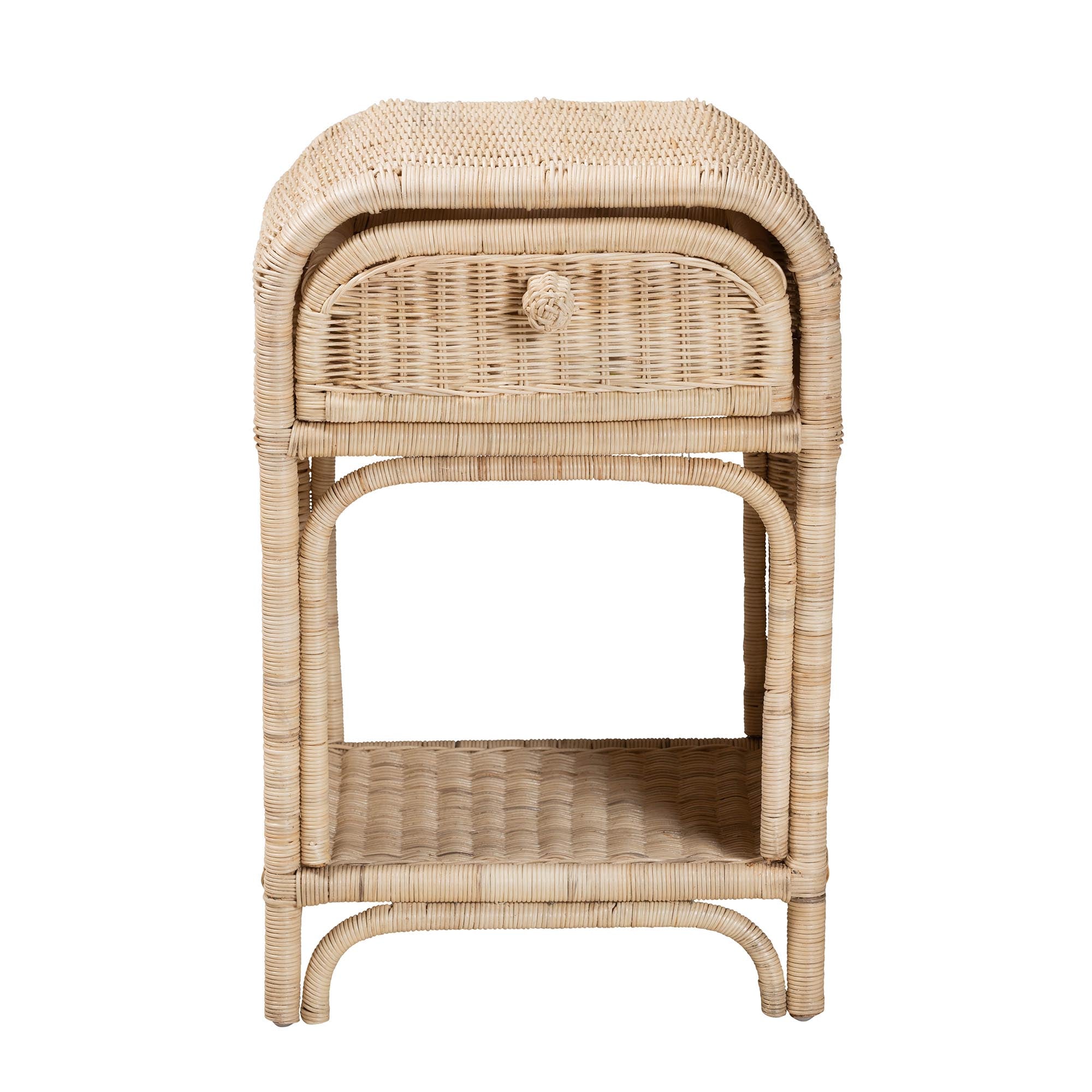 Magni Modern Bohemian Natural Brown Rattan 1-Drawer Nightstand