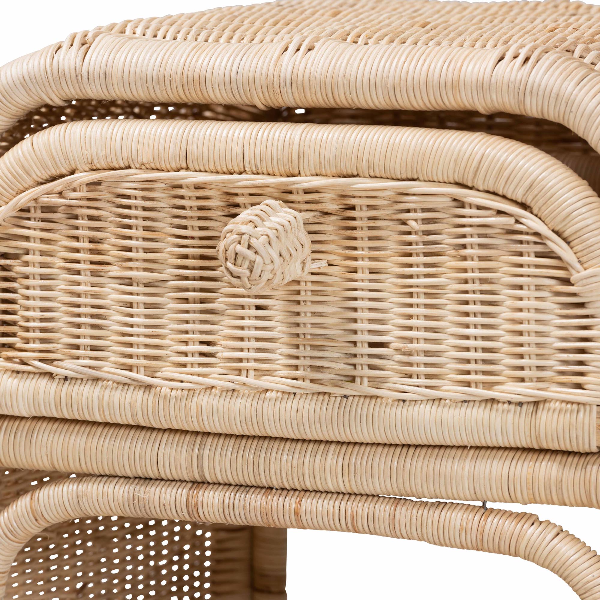 Magni Modern Bohemian Natural Brown Rattan 1-Drawer Nightstand