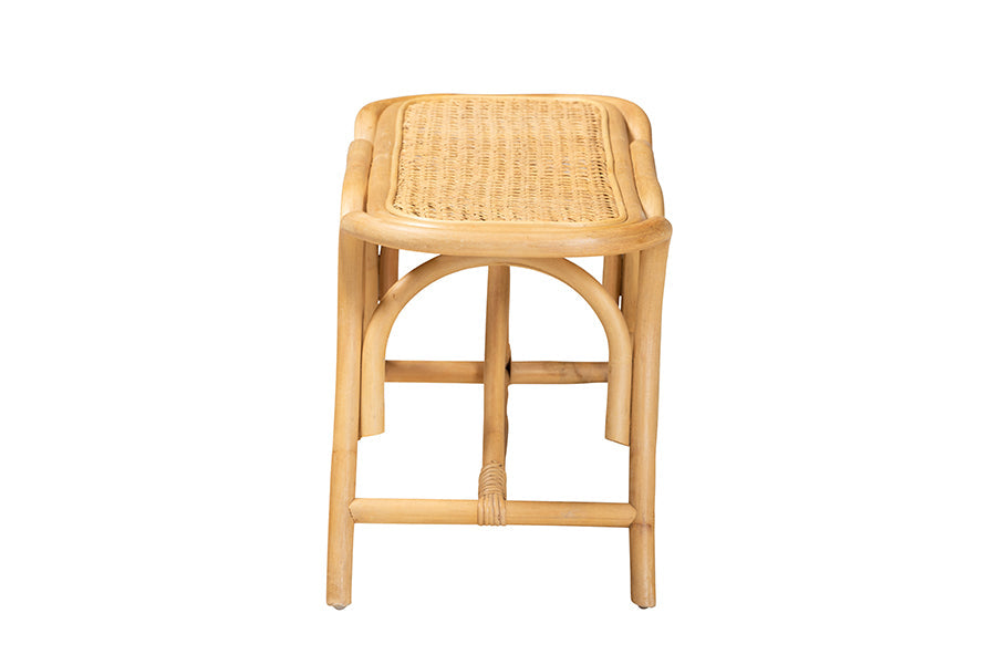Septa Modern Bohemian Natural Brown Rattan Accent Bench