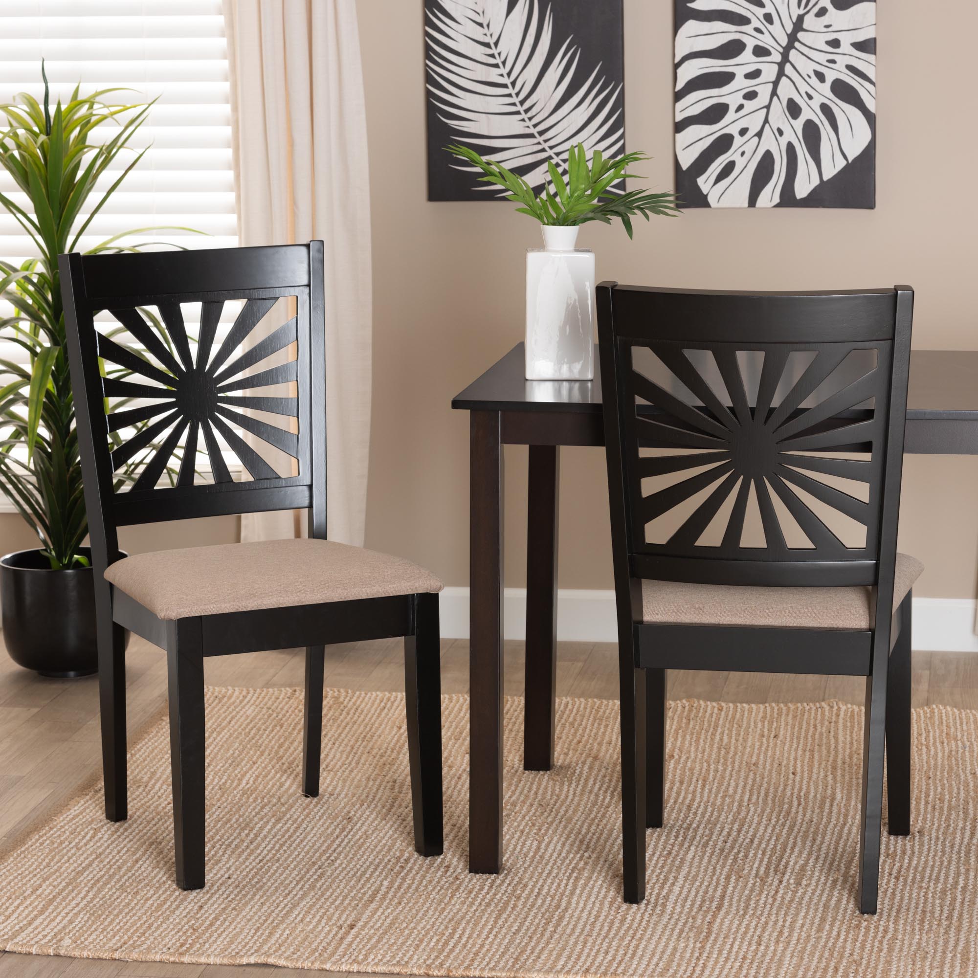 Olympia Modern Beige Fabric and Espresso Brown Finished Wood Dining Chair