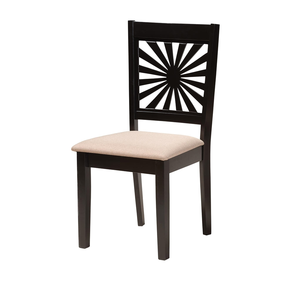Olympia Modern Beige Fabric and Espresso Brown Finished Wood 5-Piece Dining Set