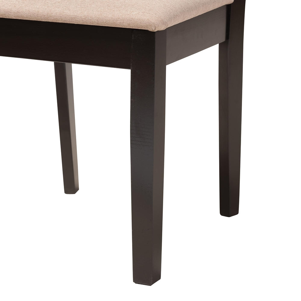 Olympia Modern Beige Fabric and Espresso Brown Finished Wood 5-Piece Dining Set