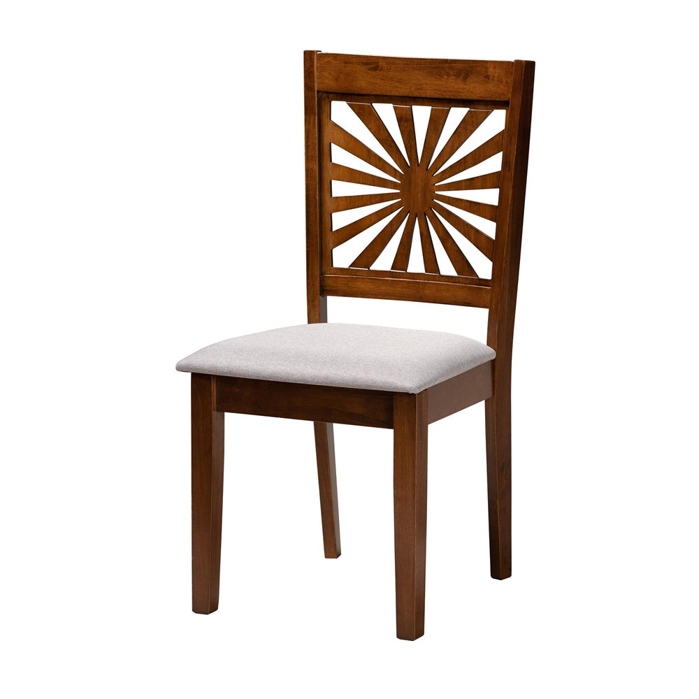 Olympia Modern Grey Fabric and Walnut Brown Finished Wood 6-Piece Dining Set