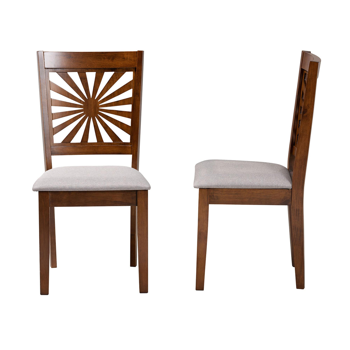 Olympia Modern Grey Fabric and Walnut Brown Finished Wood Dining Chair