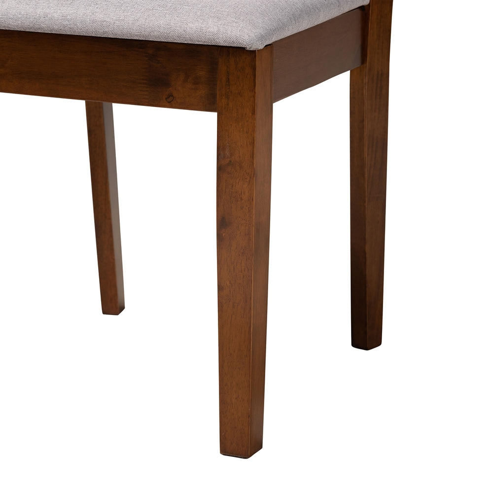 Olympia Modern Grey Fabric and Walnut Brown Finished Wood 5-Piece Dining Set