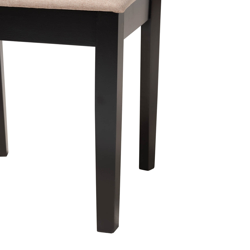 Genesis Modern Beige Fabric and Dark Brown Finished Wood 7-Piece Dining Set