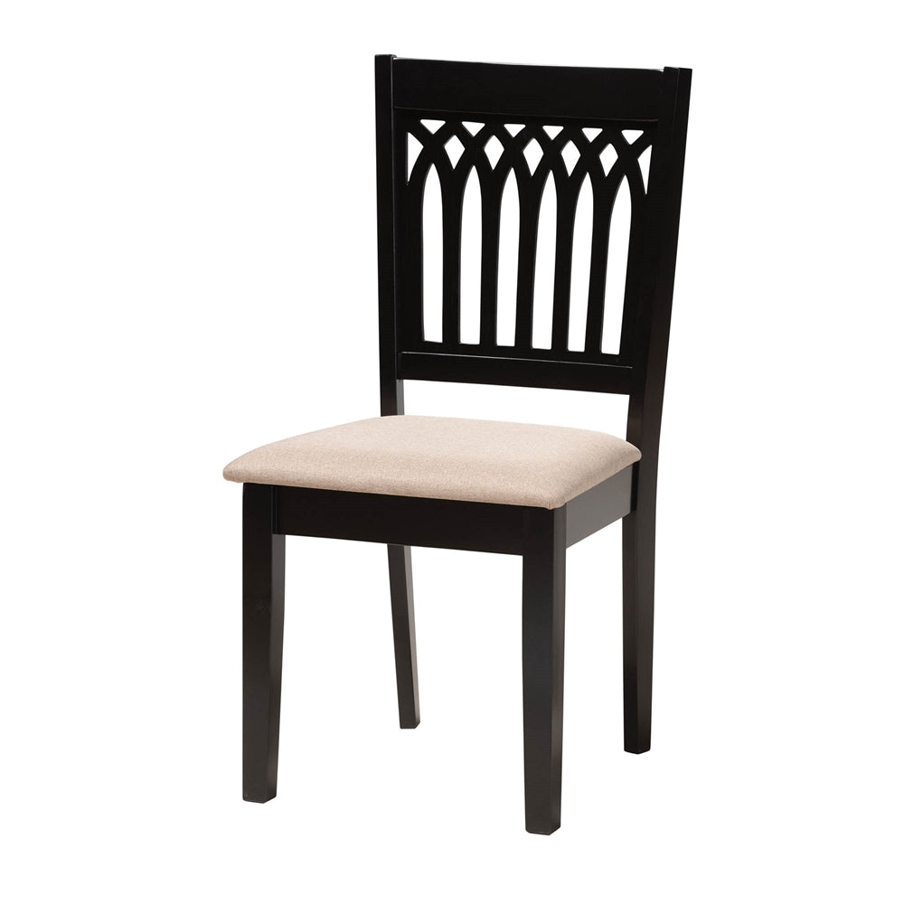 Genesis Modern Beige Fabric and Dark Brown Finished Wood 6-Piece Dining Set