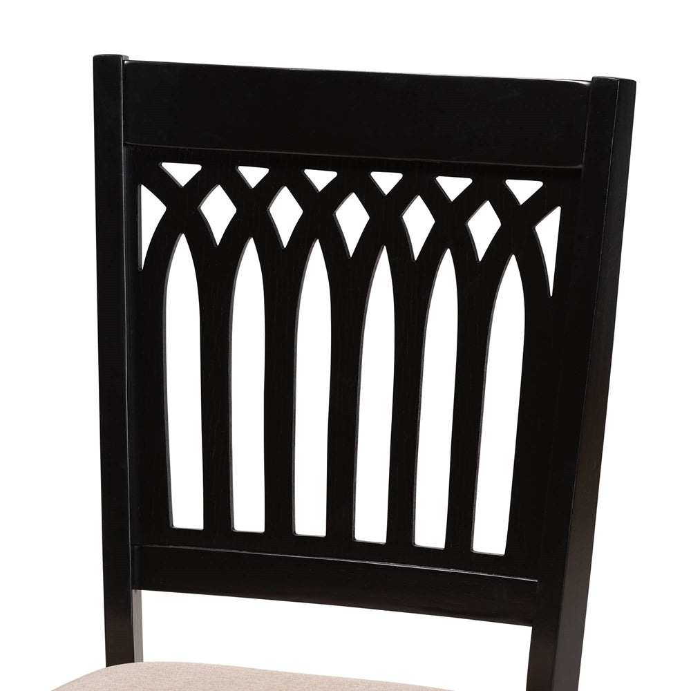Genesis Modern Beige Fabric and Dark Brown Finished Wood 6-Piece Dining Set