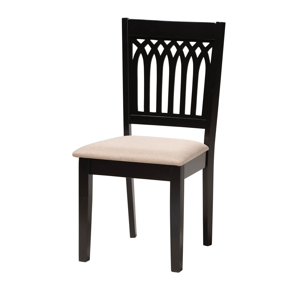 Genesis Modern Beige Fabric and Dark Brown Finished Wood 5-Piece Dining Set