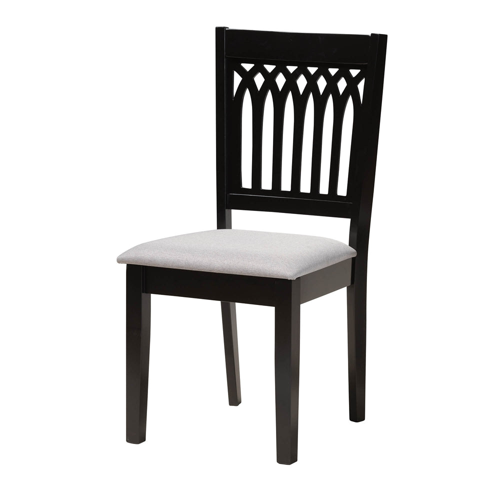 Genesis Modern Grey Fabric and Dark Brown Finished Wood 5-Piece Dining Set