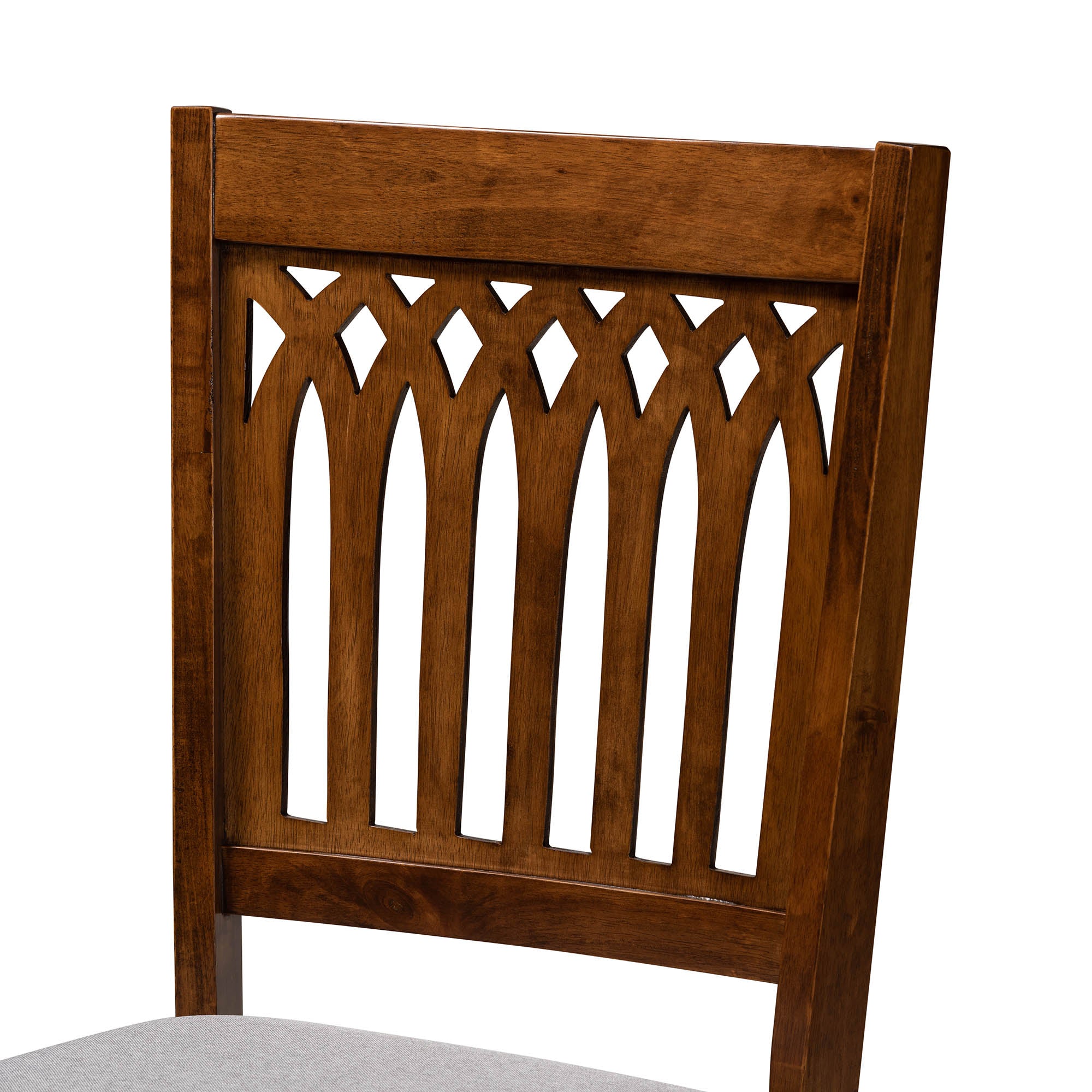 Genesis Modern Grey Fabric and Walnut Brown Finished Wood 2-Piece Dining Chair Set