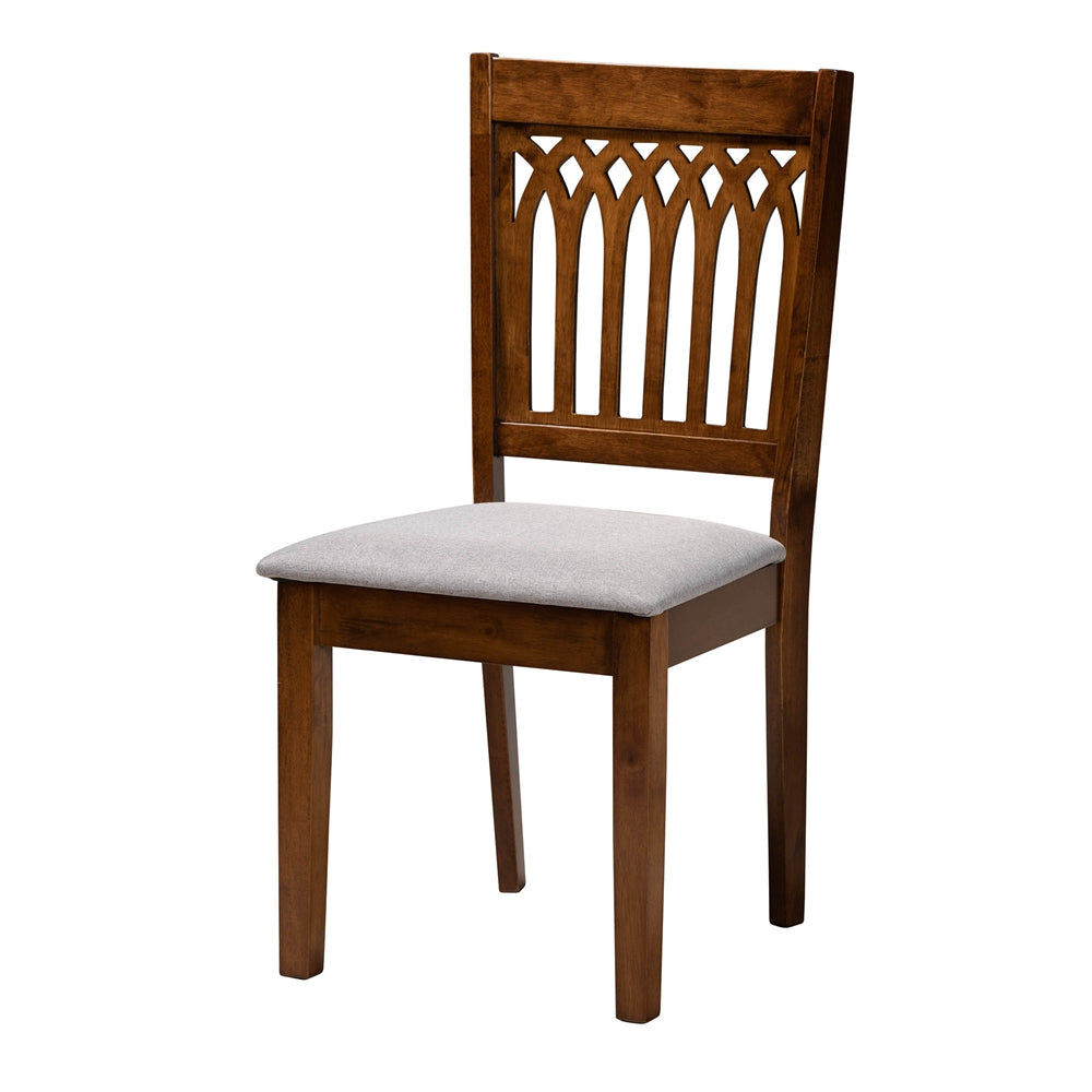Genesis Modern Grey Fabric and Walnut Brown Finished Wood 5-Piece Dining Set