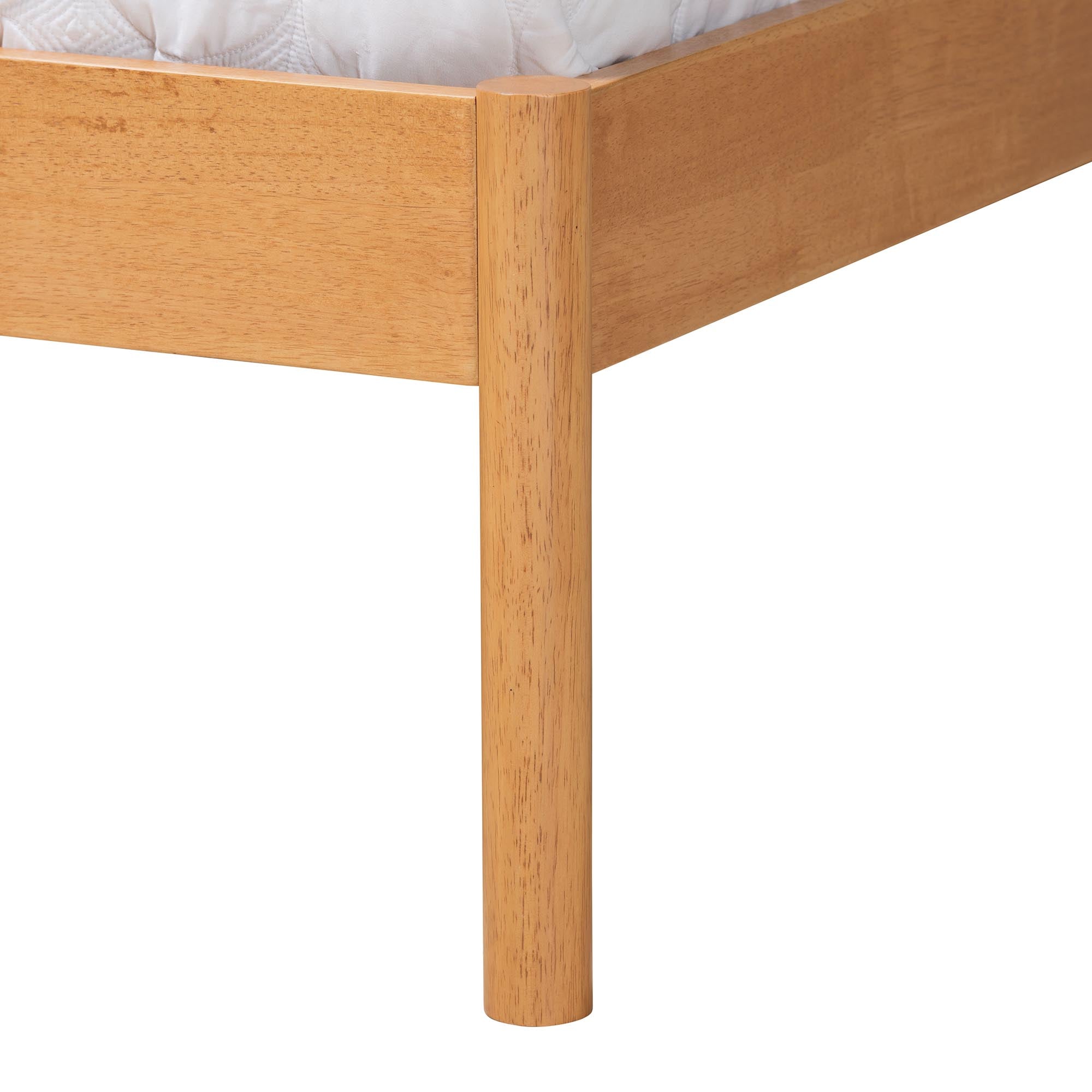 Evander Queen Platform Bed – Japandi Minimalist Wood Frame Sandy Brown