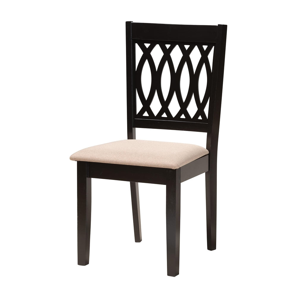 Florencia Modern Beige Fabric and Espresso Brown Finished Wood 7-Piece Dining Set