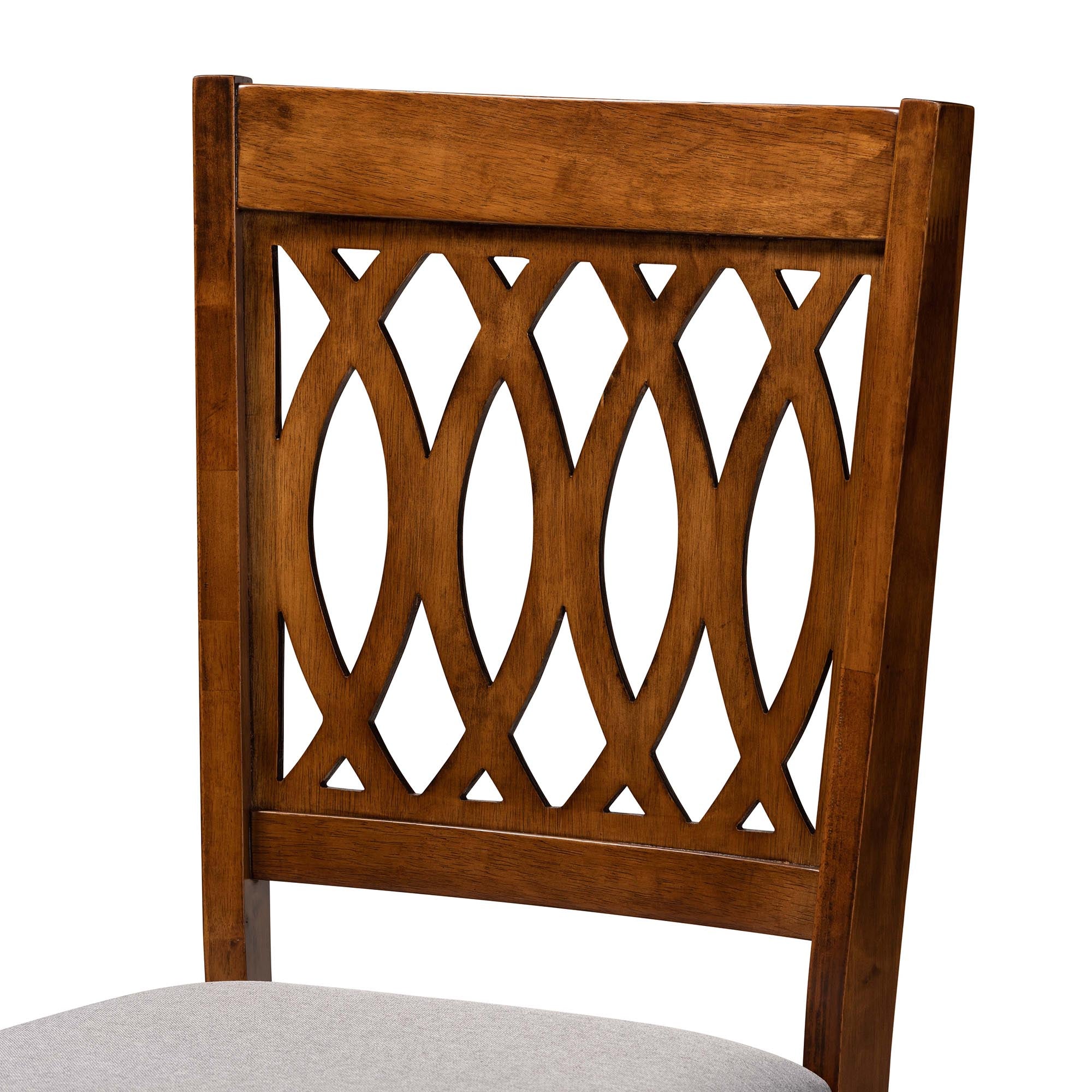 Florencia Modern Grey Fabric and Walnut Brown Finished Wood Dining Chair