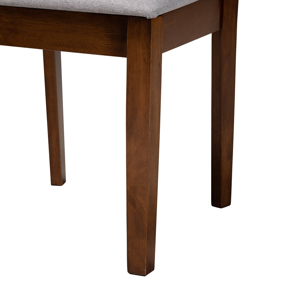 Abigail Modern Grey Fabric and Walnut Brown Finished Wood 5-Piece Dining Set