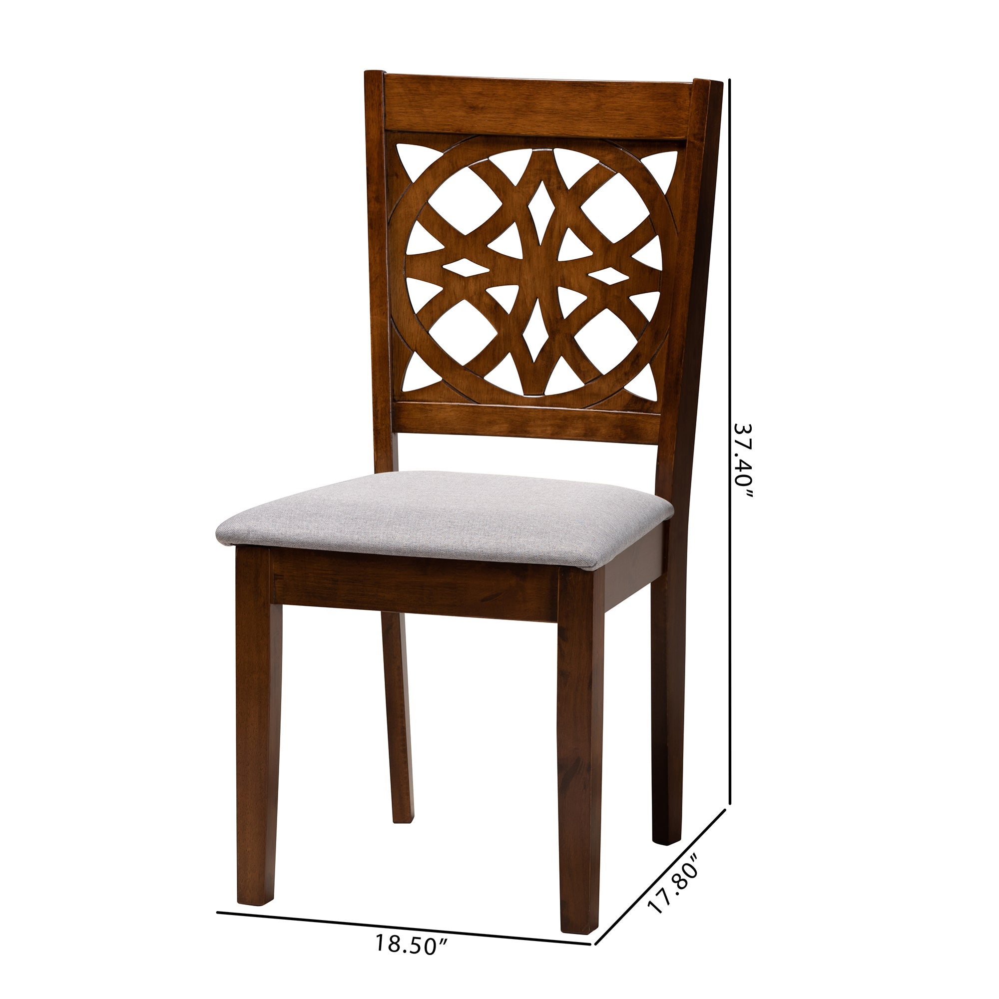 Abigail Modern Grey Fabric and Walnut Brown Finished Wood 2-Piece Dining Chair Set