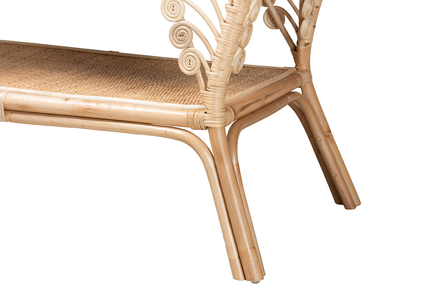 bali & pari Bastet Modern Bohemian Natural Brown Rattan 2-Tier Console Table