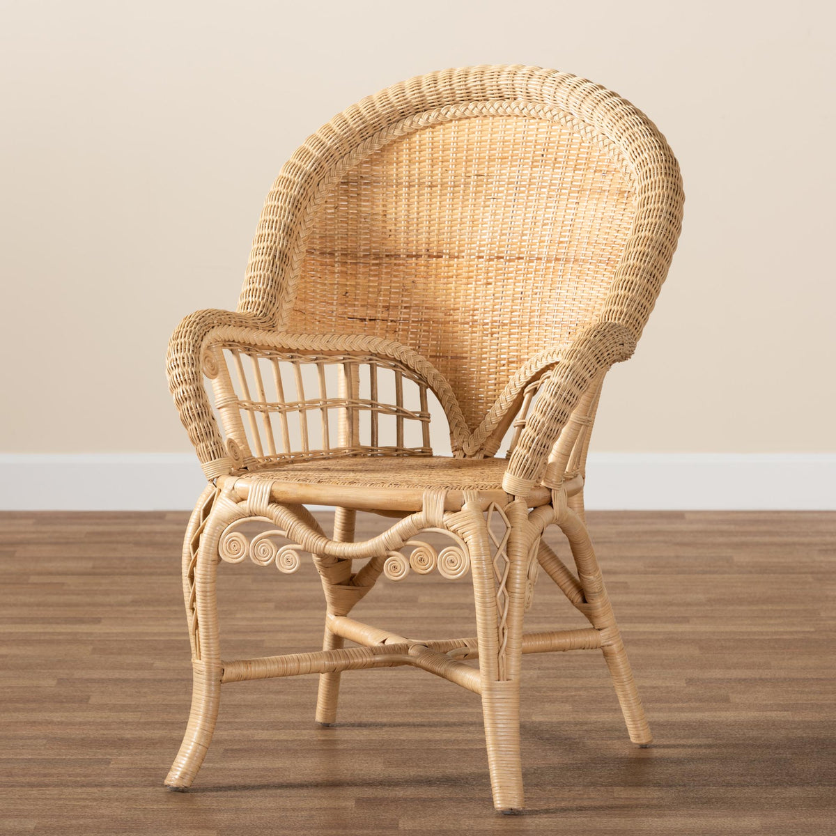 bali & pari Ratu Modern Bohemian Natural Brown Rattan Accent Chair