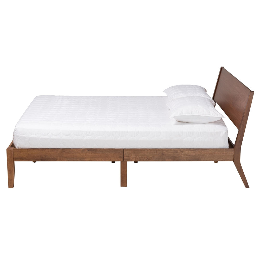 Mckinley Queen Platform Bed – Mid-Century Modern Walnut Wood Frame