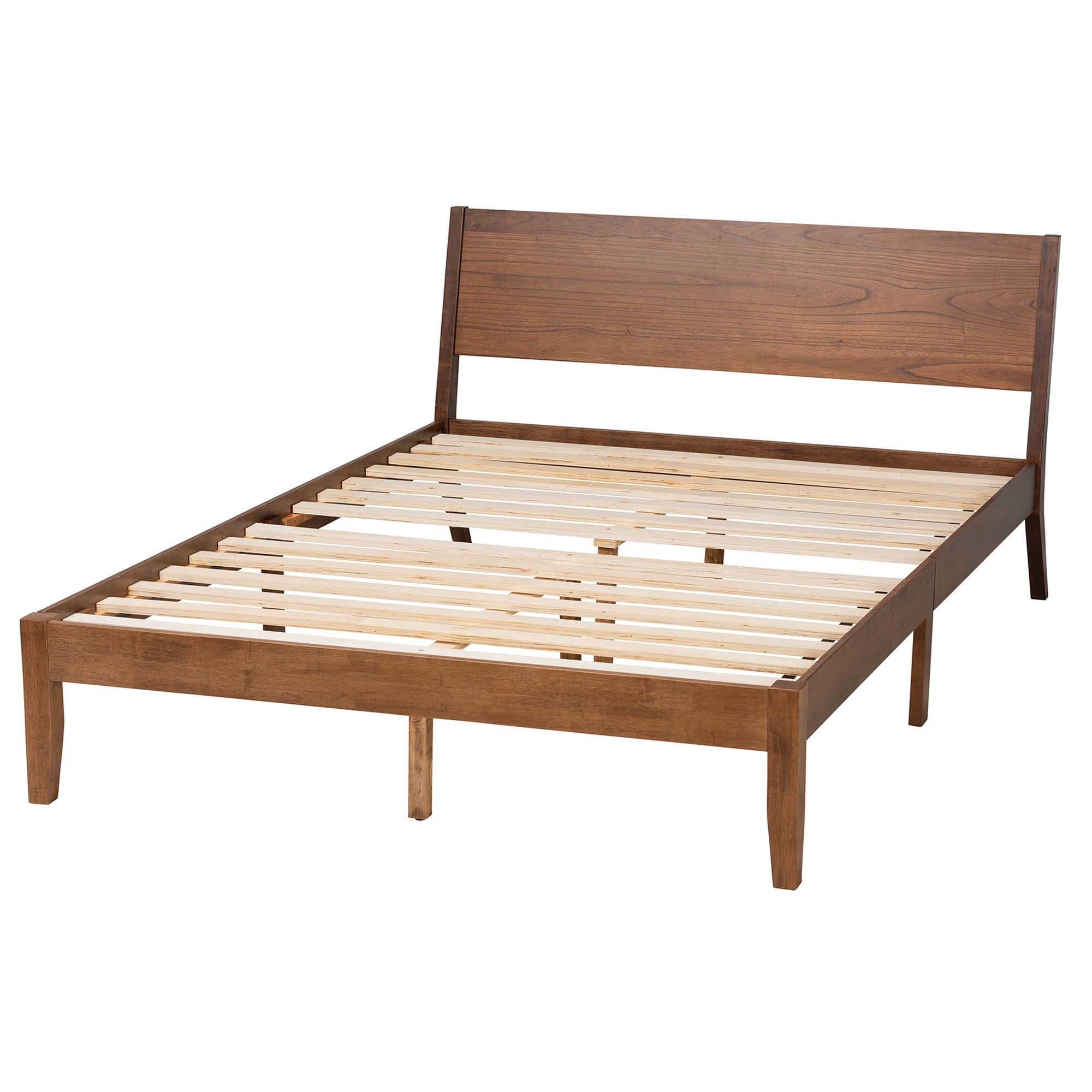 Mckinley Queen Platform Bed Mid-Century Modern Walnut Wood Frame
