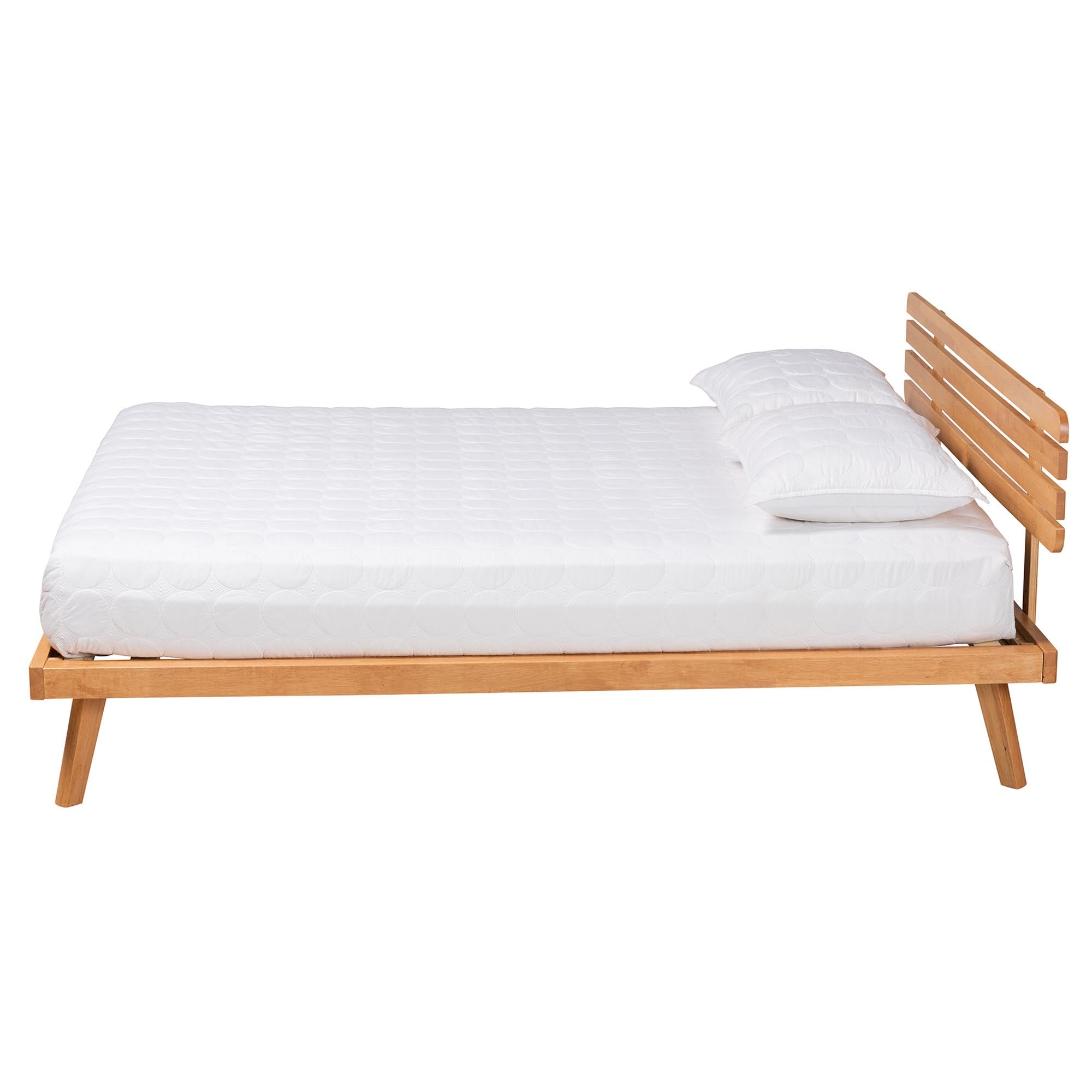 Humphry Japandi Full Size Rustic Brown Platform Bed – No Box Spring Required Wood Frame