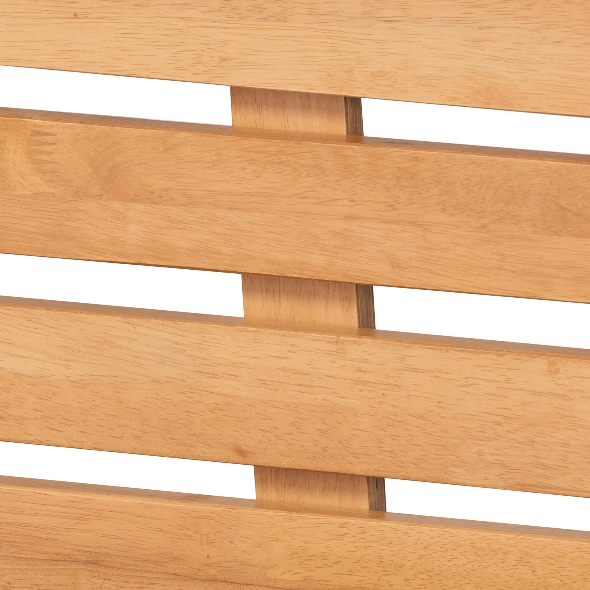 Carlin Queen Wood Slat Platform Bed – Modern Japandi Rustic Brown Headboard